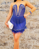 Head - Turningly Pretty Mini Dress(Royal) - Palazzo Couture Online