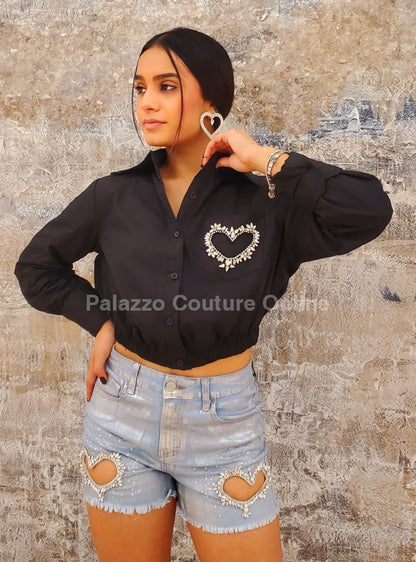 Heart And Soul Blouse (Black) S / Black Top
