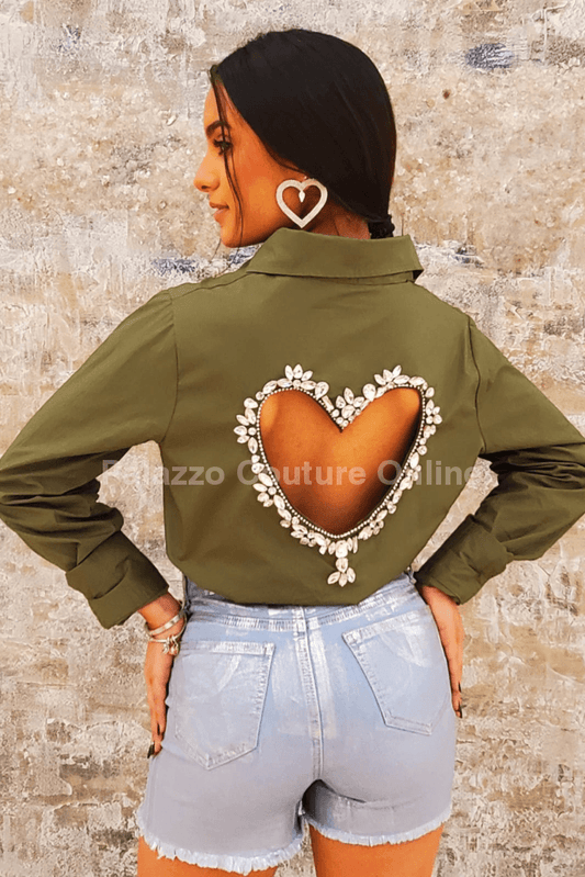 Heart And Soul Blouse (Olive) Top