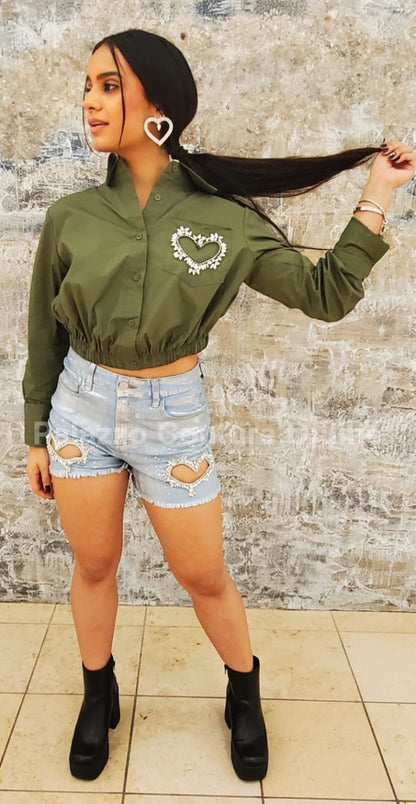 Heart And Soul Blouse (Olive) Top