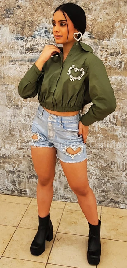 Heart And Soul Blouse (Olive) Top