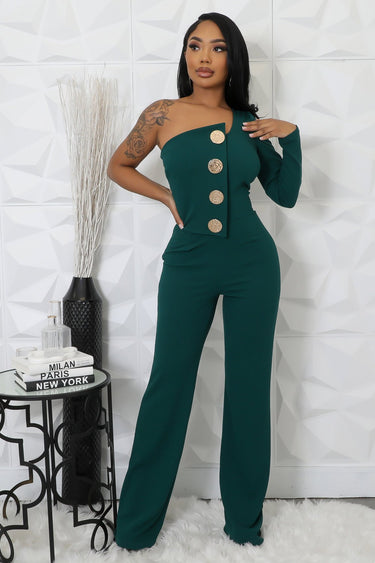 Heart and Soul Jumpsuit Hunter Green - Palazzo Couture Online