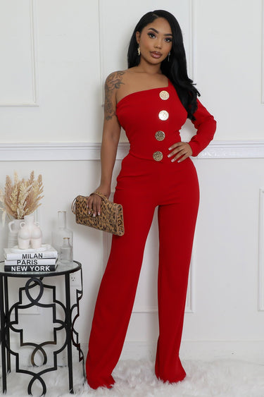 Heart and Soul Jumpsuit Hunter Red - Palazzo Couture Online