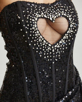 Heart of Lace Mini Dress - Black - Palazzo Couture Online
