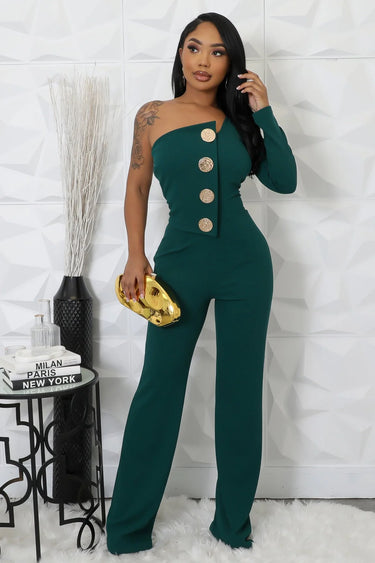 Heart and Soul Jumpsuit Hunter Green - elegant jumpsuit for parties and events