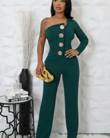 Heart and Soul Jumpsuit Hunter Green - women's one-piece outfit for going out