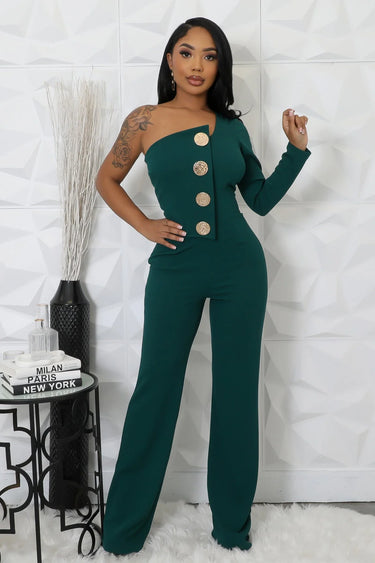 Heart and Soul Jumpsuit Hunter Green - trendy women's jumpsuit