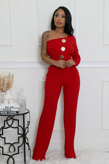 Heart and Soul Jumpsuit Hunter Red - chic one-piece by Palazzo Couture