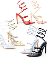 Black Helix Laurent Intense Heels with rhinestone wrap around ankle