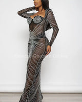 Women's Black maxi dress elegant style back view