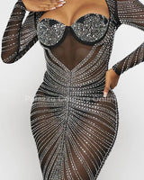 Elegant Black elegant maxi dress on model styled for evening event