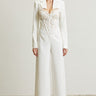 High Class Lace Trim Blazer 2 pcs Jumpsuit Set (white) - Palazzo Couture Online