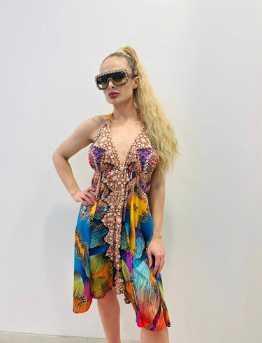 Elegant  elegant mini dress on model styled for going out