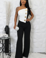 Wide leg jumpsuit black – full length black one‑piece with wide legs