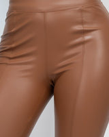 High Waist Skinny Faux Leather Pants (Brown) - Palazzo Couture Online