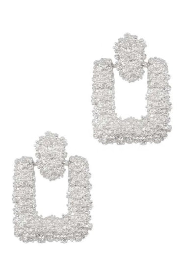 Hint Drop Rectangle Drop Earrings with Textured Finish - trendy women's jewelry
