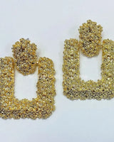 Hint Drop Rectangle Drop Earrings with Textured Finish - women's statement jewelry