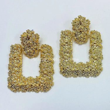 Hint Drop Rectangle Drop Earrings with Textured Finish - women's statement jewelry