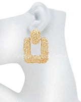 Hint Drop Rectangle Drop Earrings with Textured Finish - elegant piece by Palazzo Couture