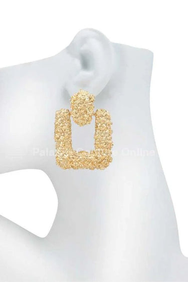 Hint Drop Rectangle Drop Earrings with Textured Finish - elegant piece by Palazzo Couture