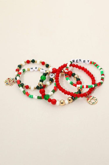 Holiday Merry Ho Ho Ho Layered Bracelet Set - Palazzo Couture Online
