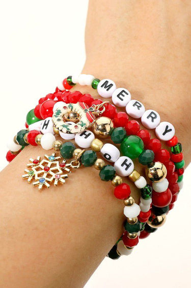 Holiday Merry Ho Ho Ho Layered Bracelet Set - Palazzo Couture Online