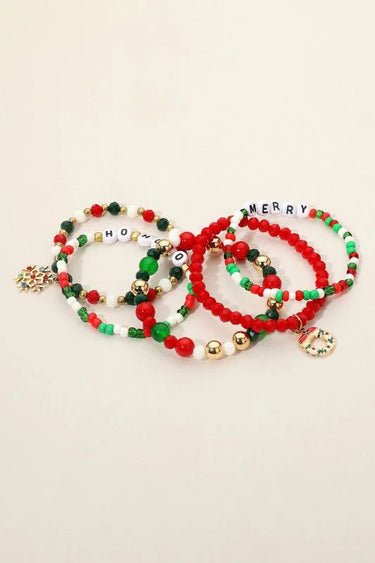 Holiday Merry Ho Ho Ho Layered Bracelet Set - women's statement jewelry