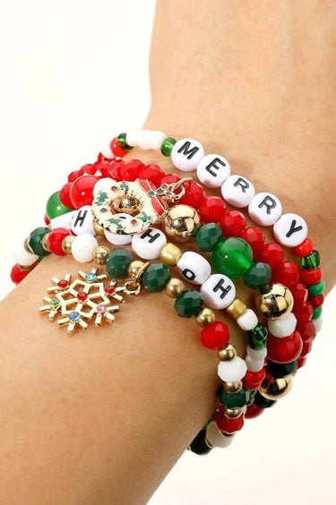 Holiday Merry Ho Ho Ho Layered Bracelet Set for women - fashion jewelry by Palazzo Couture