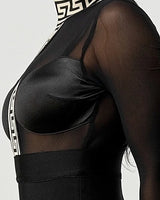 Women's Black midi dress mesh style back view