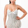 Hollywood Glamour Mini Dress (White) front view showing mini dress silhouette