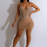 Hollywood Glamour Sequin Mini Dress (Nude) front view showing mini dress silhouette