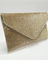 Hollywood Rhinestones Envelope Clutch (Gold) - Palazzo Couture Online