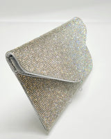 Hollywood Rhinestones Envelope Clutch (Silver) - Palazzo Couture Online