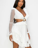 Women's  mini dress long sleeve style back view