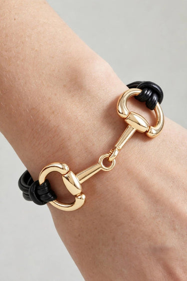 Equestrian Horsebit Vegan Leather Cord Bracelet – Double Strand Toggle Bracelet