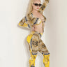 Hot Effect Printed Pant Set – Luxury Two-Piece Stretch Outfit front view showing complete two piece pant set