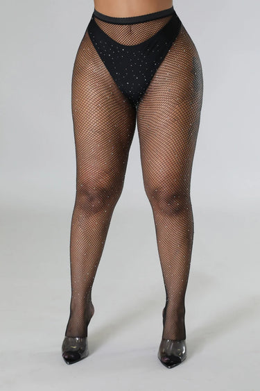 Hot Legs Rhinestone Tights – Diamond Fishnet Black - stylish hosiery for dresses and skirts