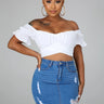 Hot Stuff White Crop Top with Off Shoulder Neckline and Tie Back for women - crop top by Palazzo Couture