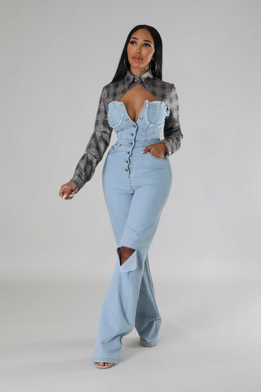 Hues Of Love Denim Jumpsuit - Palazzo Couture Online