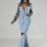 Hues Of Love Denim Jumpsuit with Stretch & Contrast Detail - view 2