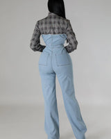Hues Of Love Denim Jumpsuit with Stretch & Contrast Detail - view 3
