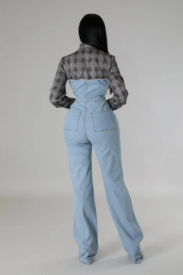 Hues Of Love Denim Jumpsuit with Stretch & Contrast Detail - view 3