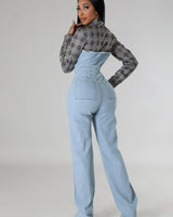 Hues Of Love Denim Jumpsuit with Stretch & Contrast Detail - view 4