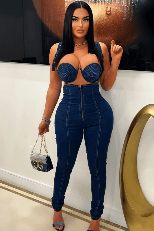 Hypnotic Denim Jumpsuit - Palazzo Couture Online