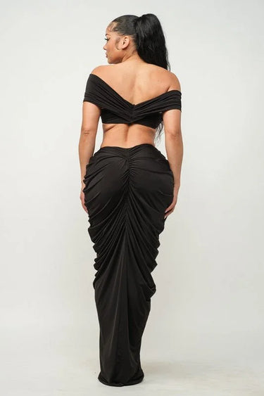 I Dream of Genie Black Skirt Set close up of matching top design and fabric