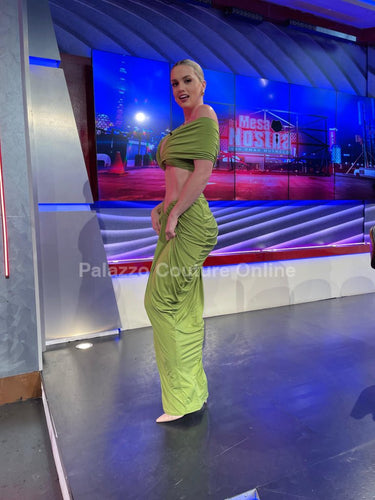 I Dream of Genie Ruched Skirt Set - Lime - Palazzo Couture Online