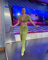 I Dream of Genie Ruched Skirt Set - Lime - Palazzo Couture Online