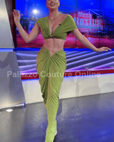 I Dream of Genie Ruched Skirt Set - Lime front view showing complete two piece skirt set