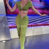 I Dream of Genie Ruched Skirt Set - Lime front view showing complete two piece skirt set