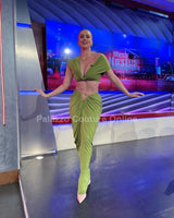 I Dream of Genie Ruched Skirt Set - Lime side view showing skirt silhouette and fit